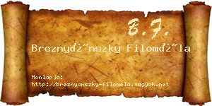 Breznyánszky Filoméla névjegykártya